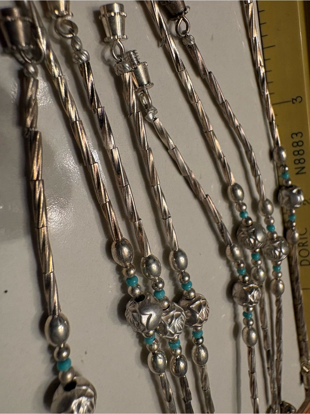 8 Silver-Tone Bracelet with Turquoise Accent Beads